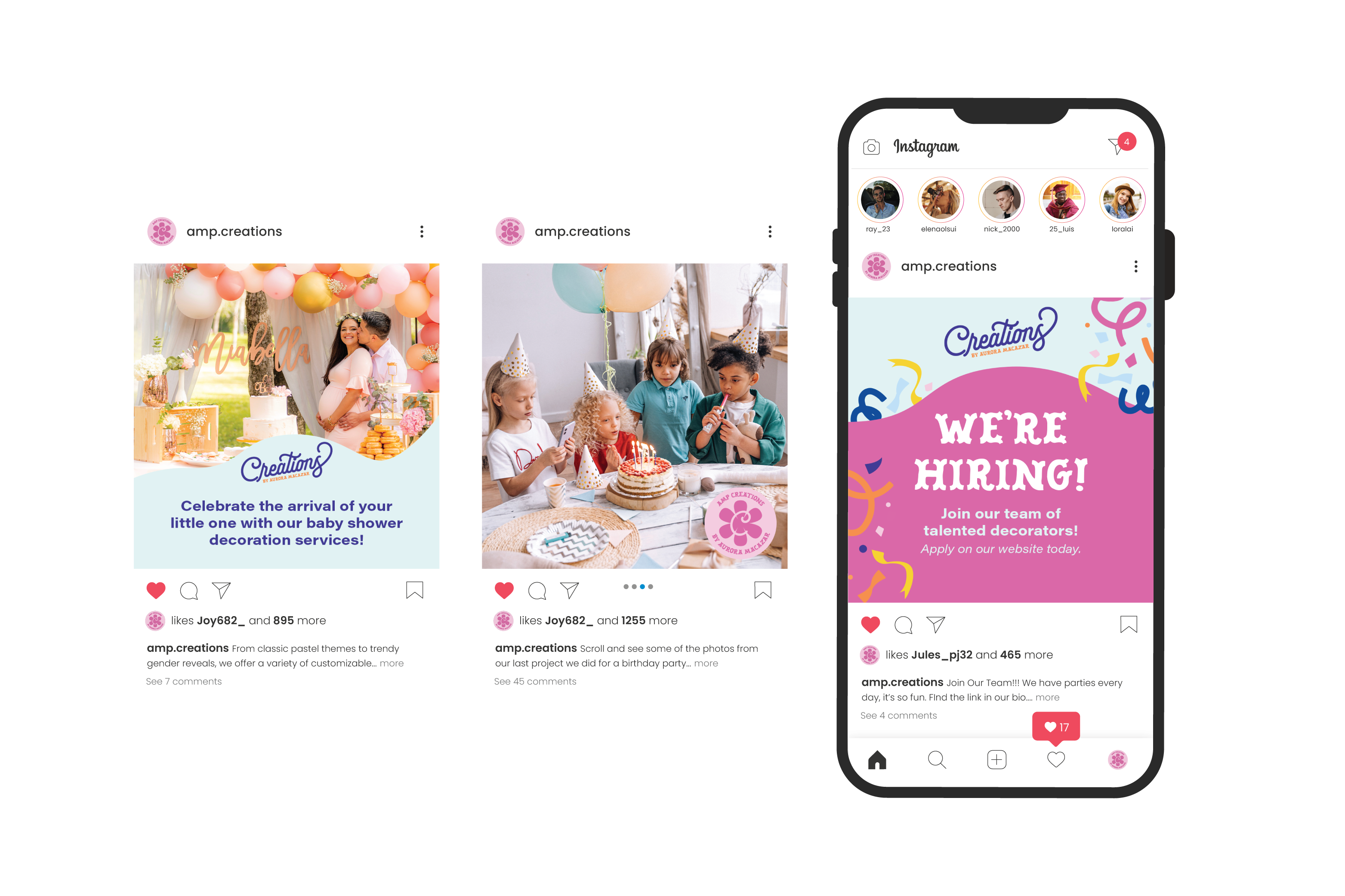 amp creations social media posts